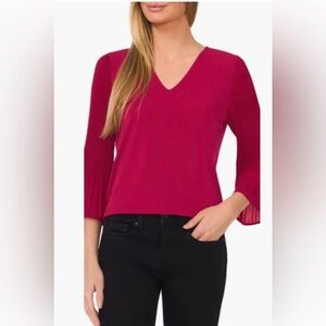 Nordstrom Cece Pleat Sleeve Crepe Top in Deep Sangria Women’s size XXL
